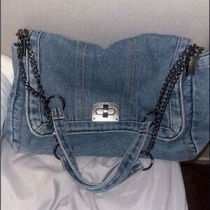 Denim Chain Strap Shoulder Bag